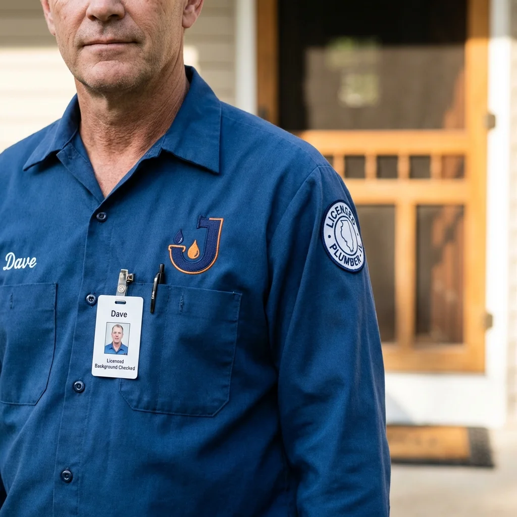 Licensed plumber showing ID badge in Henderson, TN