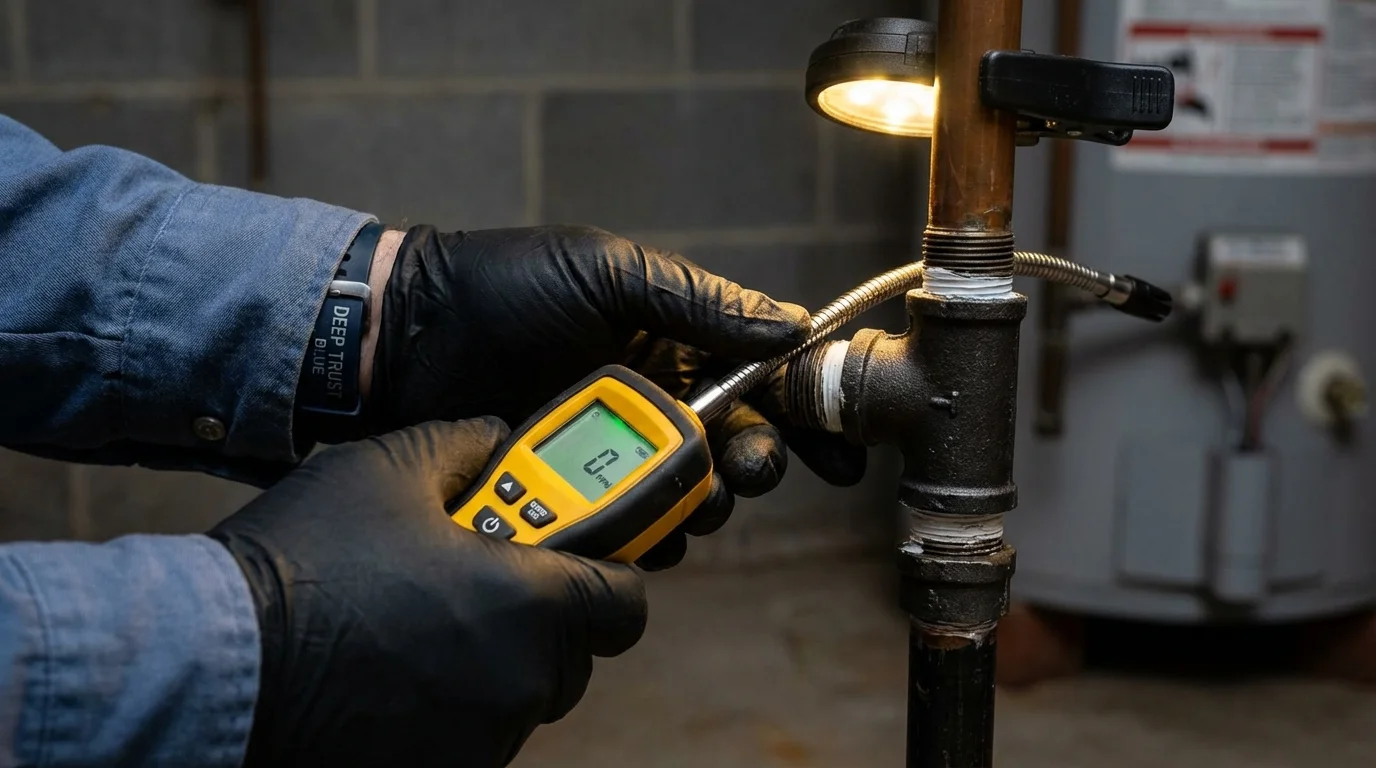 Gas leak detection with electronic sniffer by Johns Plumbing LLC in Henderson