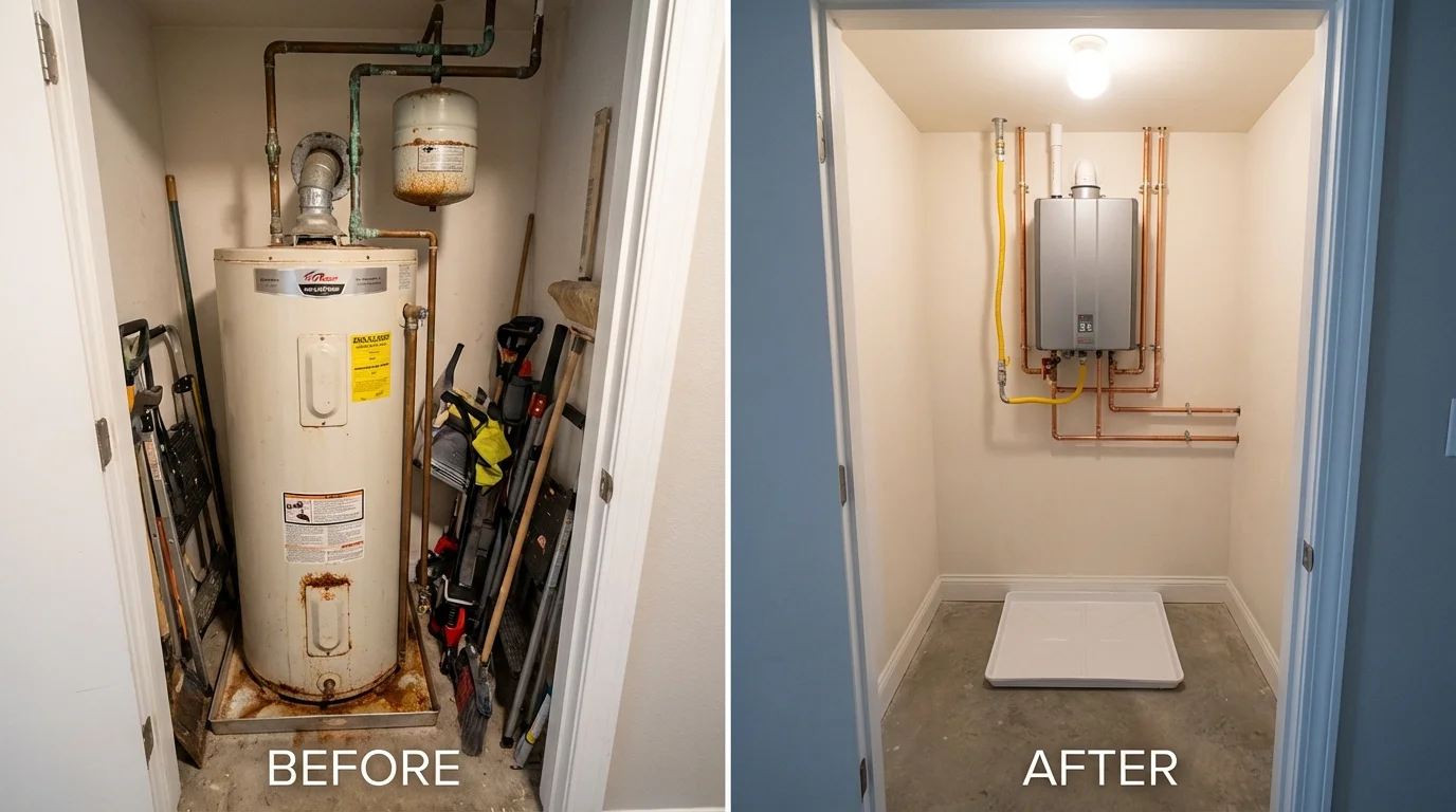 Tank water heater versus wall-mounted tankless unit comparison for Henderson, TN homeowners