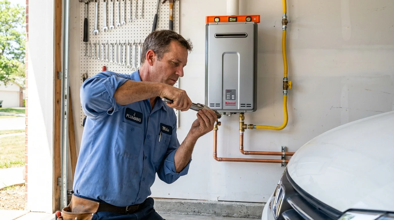 Tankless water heater installation by a Johns Plumbing LLC plumber in Henderson